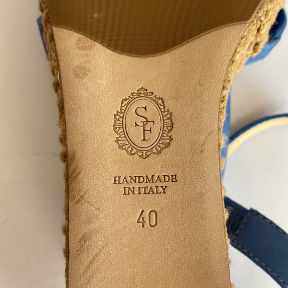 Sarah Flint Mirjana Leather Blue Wedge - Picture 12 of 15